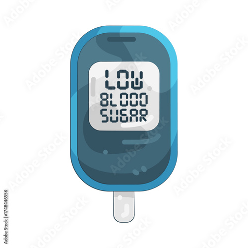 Illustration of Glucometer Displaying Low Blood Sugar