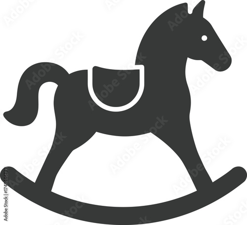 Stylized icon of a rocking horse toy on white background