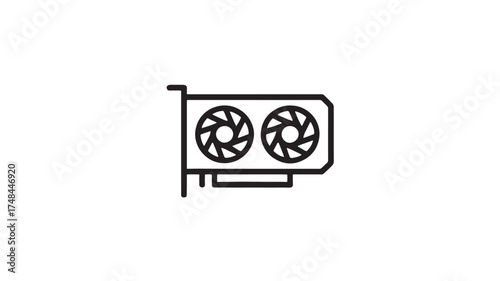 Modern computer graphics card with dual fans, a component for high performance gaming and design