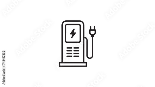 Electric vehicle charging station with power plug icon