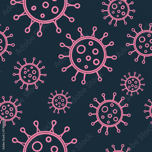Stylish illustration of a pattern of stylized pink coronavirus particles on a vector
