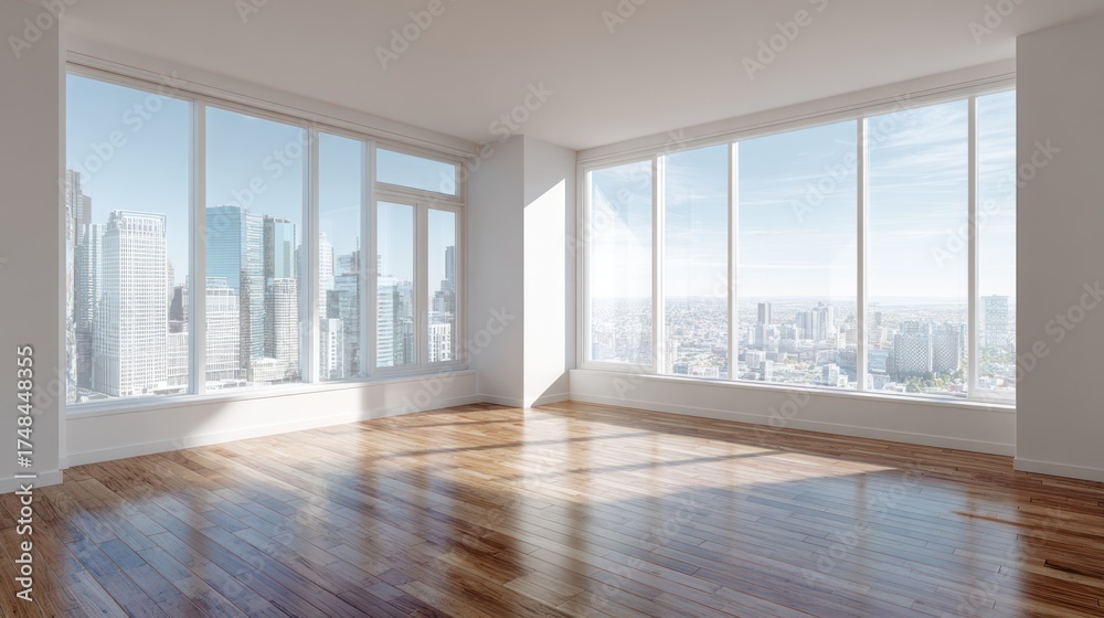Obraz premium Modern empty room with city view