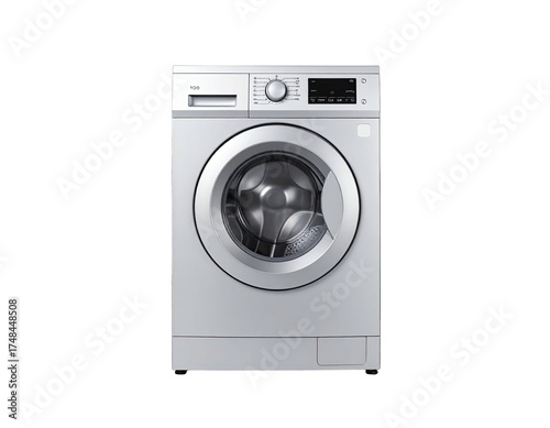 Front-loading silver washing machine