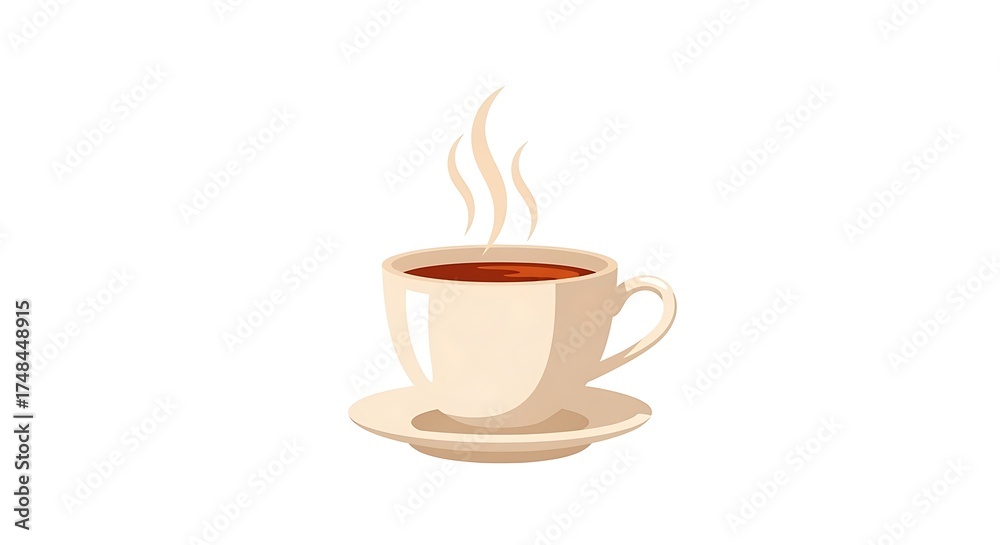 Fototapeta premium Warm Hot Coffee Cup with Steam on White Background