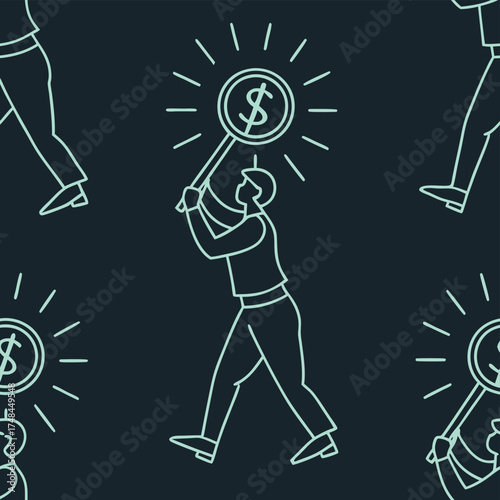 Stylish vector illustration of a person searching for financial opportunities and success vector