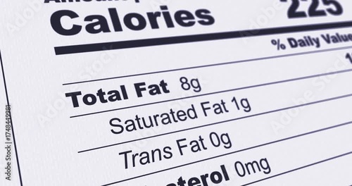 Nutrition Facts Label with Vitamin C content line highlighted, information about ascorbic acid or vitamin C content in product, footage