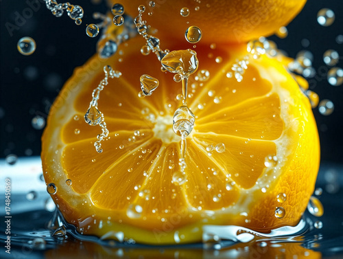 Vibrant Fresh Lemon with Dynamic Water Splash on Dark Background 5