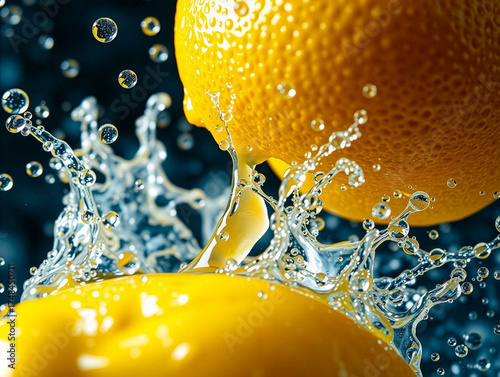 Vibrant Fresh Lemon with Dynamic Water Splash on Dark Background 7