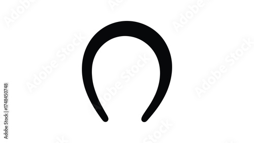 Abstract black horseshoe shape on a white background representing luck and good fortune