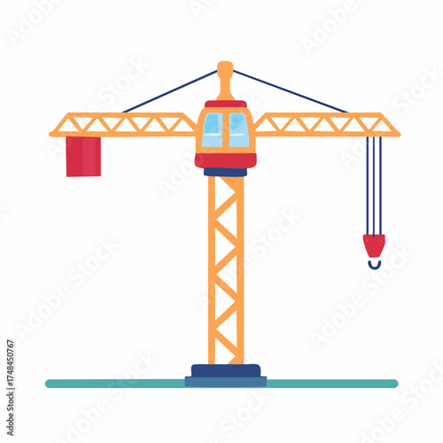 Industrial tower crane illustration for construction sites and urban development projects