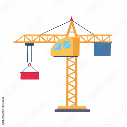 Construction Crane Illustration for Building and Heavy Lifting