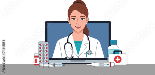 Virtual doctor appointment and online medical consultation for digital health services with a professional physician