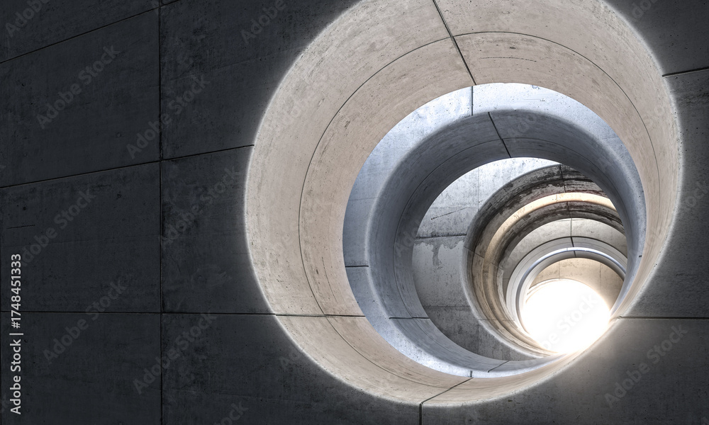 Fototapeta premium 3d Concrete tunnel creating abstract