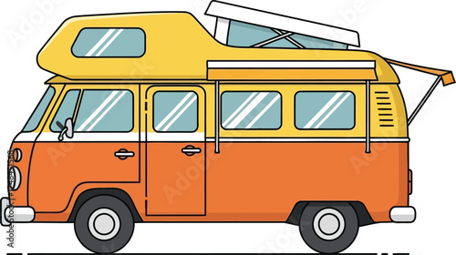 Retro Camper Van Illustration for a Fun and Adventurous Lifestyle