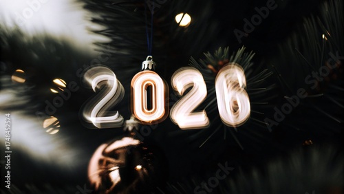 2026 New Year, blur ornament background, celebrating the New Year holiday season.