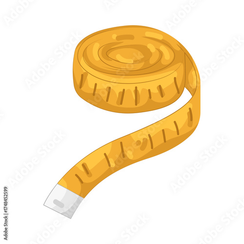 Illustration of Yellow Measuring Tape Roll