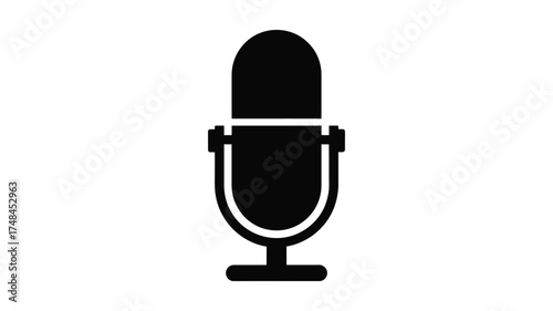 Classic vintage microphone icon isolated on white background for audio recording and broadcasting