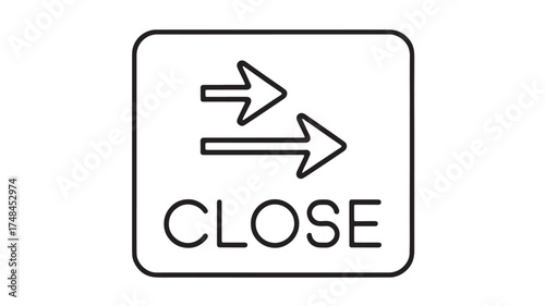 Icon representing approaching or closing distance with arrows and text