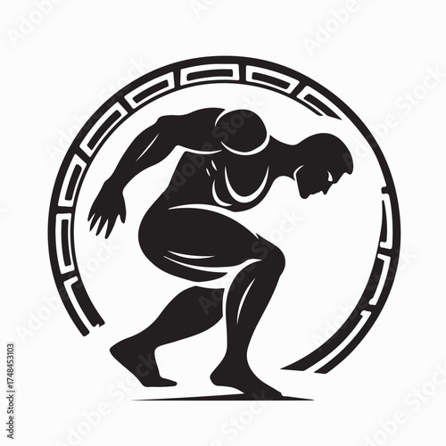 Greco Roman Wrestling Silhouette Vector Illustration on white background