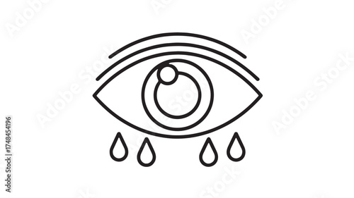 Stylized eye shedding tears, symbolizing sadness or empathy in a minimalist design.