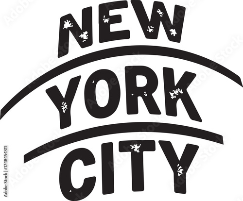 New york city text emblem with curved design for graphics vector