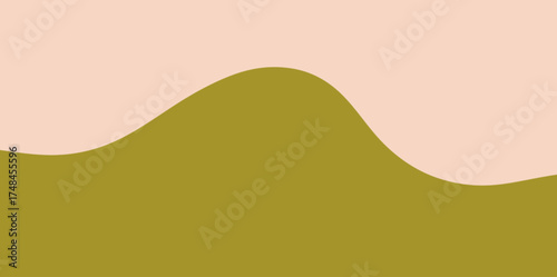 Soft Wavy Hill Abstraction Background. Minimalist abstract background with a large, gentle hill or wave shape dominating the lower section in olive green and pale pink