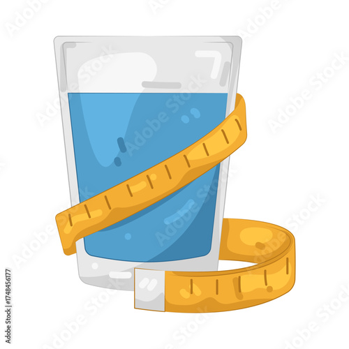 Illustration of Glass of Water with Measuring Tape