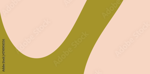 Bold U-Shape Curve Geometric Abstract. Abstract background defined by a bold, wide, U-shaped or parabolic curve in olive green cutting through the pale pink. 