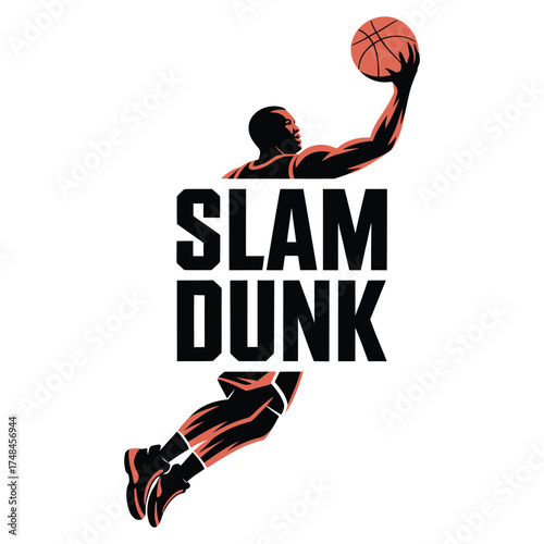 Basketball Slam Dunk Silhouette Athlete Jumping Logo Design