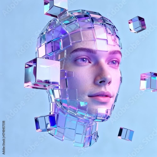 Generated animation. an abstract form of human face structure	