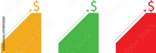 Financial Bar Graph Vector, Business Profit and Market Growth Chart with Dollar Symbol