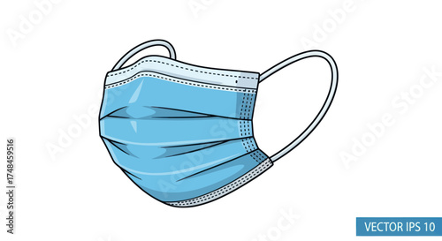 Blue disposable surgical face mask with ear loops.