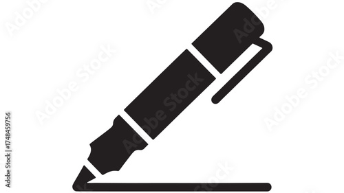 Black marker pen drawing a line on a white background, representing creativity and marking ideas.