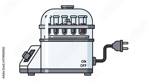 White Laboratory Test Tube Heater with Clear Dome and Multiple Test Tubes.