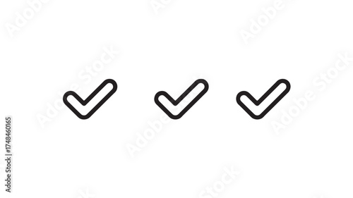 Three simple black checkmarks in a row, representing completion or agreement
