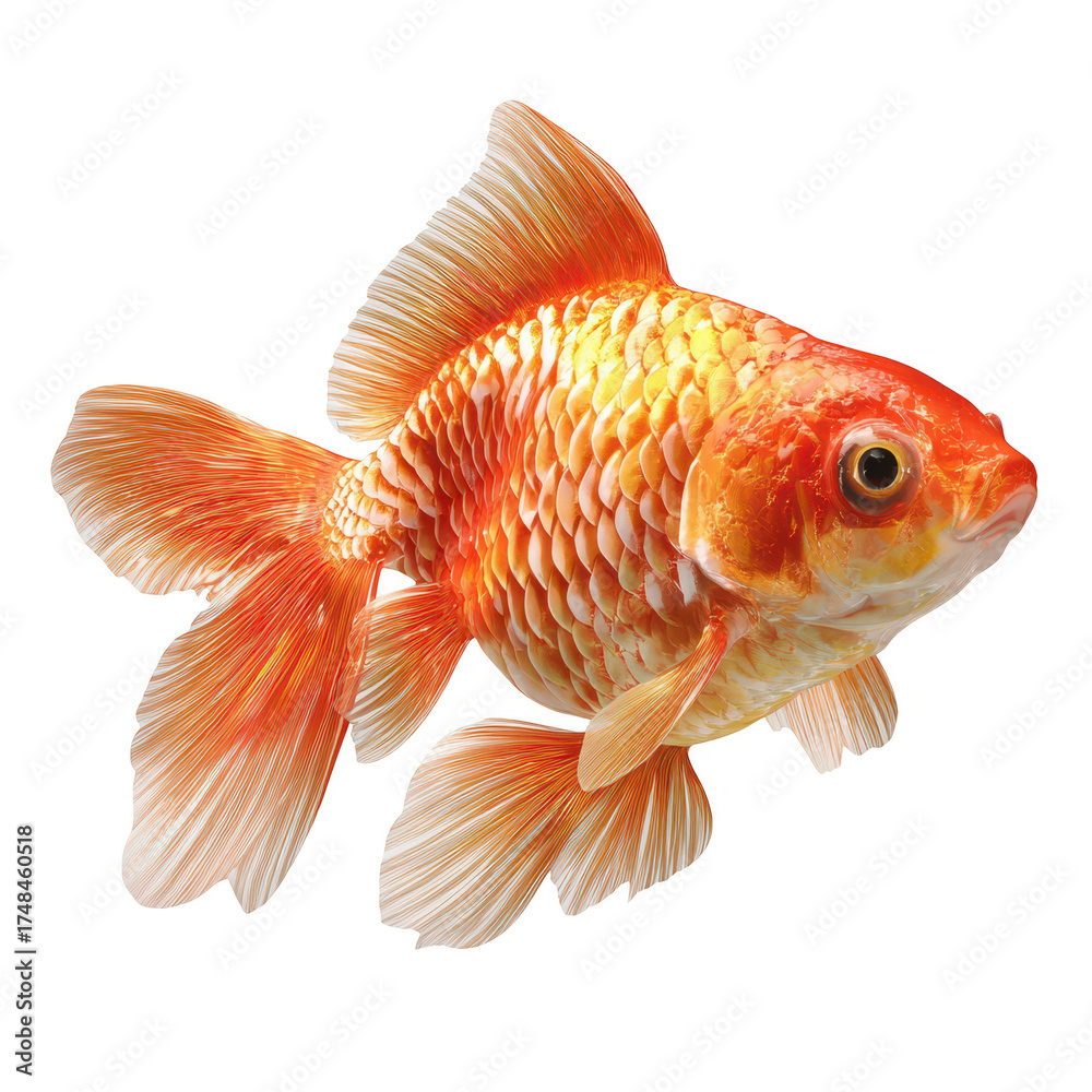Fototapeta premium Goldfish PNG – Realistic Aquarium Fish Illustrations in Orange, Red, Black, and White Colors