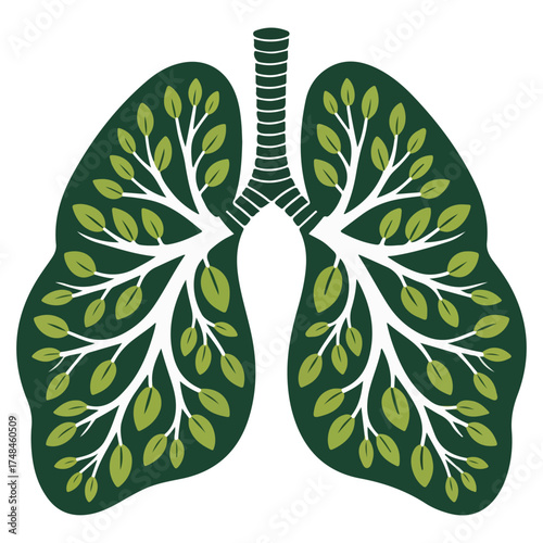 A creative representation of lungs integrated with leafy elements, symbolizing breath of life