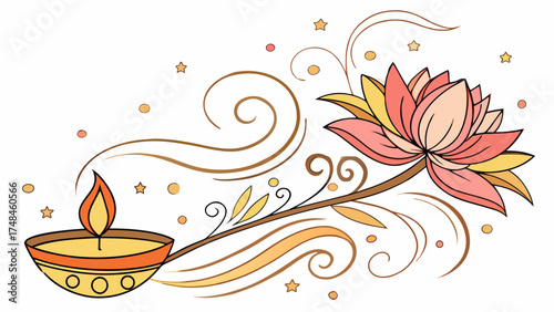 Celebrate Diwali with a stunning lotus and diya design, perfect for festive cards and vibrant social media posts, adding warmth to your holiday greetings