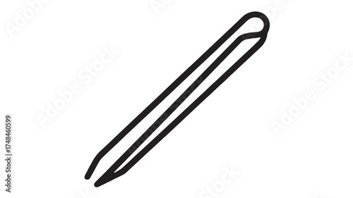 Simple line drawing of tweezers, isolated on white background