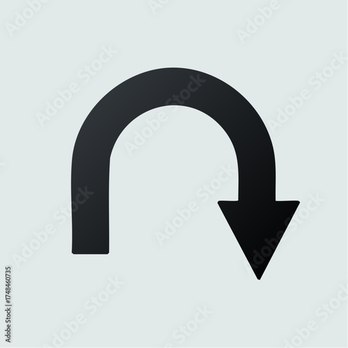 Black u turn arrow icon on light gray background for navigation