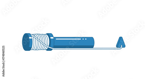 Blue String Reel with Attached String and Guide.