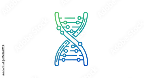 Stylized Double Helix DNA Strand Icon with Gradient Colors.