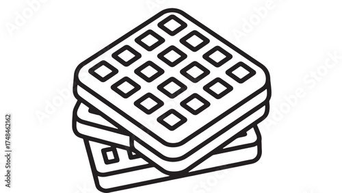 Stack of delicious square waffles, a simple and appealing breakfast illustration