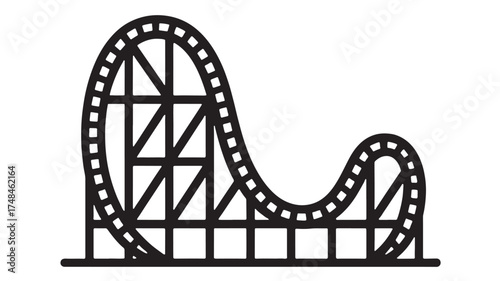 Thrilling roller coaster ride with exciting loops and curves, symbolizing adventure and fun at an amusement park.