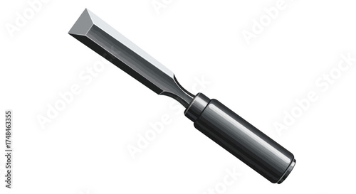 Sharp Metal Woodworking Chisel with Dark Handle.