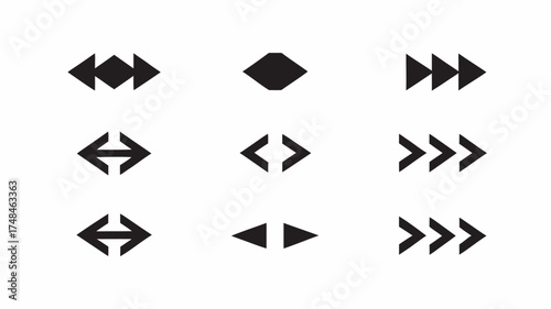 Collection of black arrow symbols pointing upwards with varying stack counts and diamond shapes too | editable eps vectors silhouette