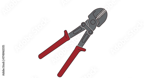 Heavy-duty bolt cutters with red handles a powerful hand tool for cutting chains bolts and metal.