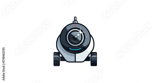 Futuristic Cannon with Large Lens and Wheels.