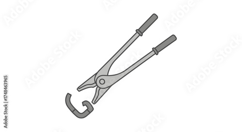 Heavy-duty metal pliers with curved gripping jaws and textured handles.