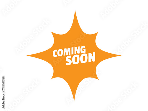 Bright Orange Coming Soon Label Vector Illustration